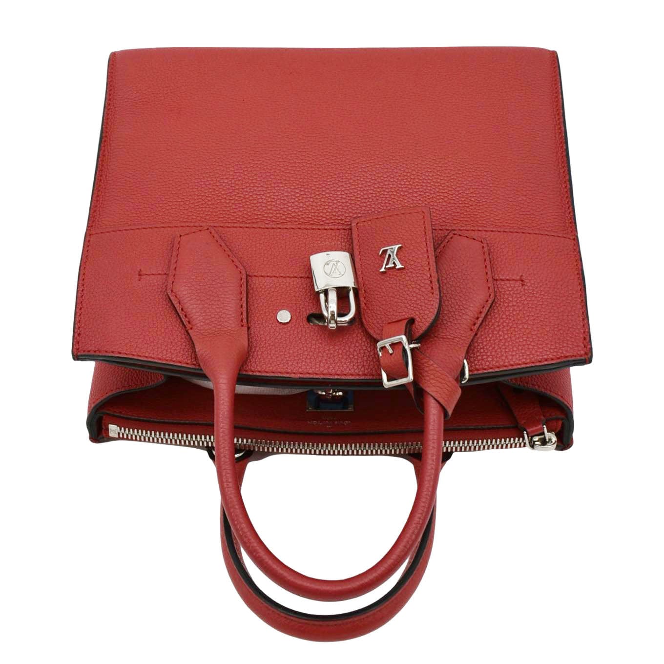 LOUIS VUITTON City Steamer PM Leather Tote Bag Red