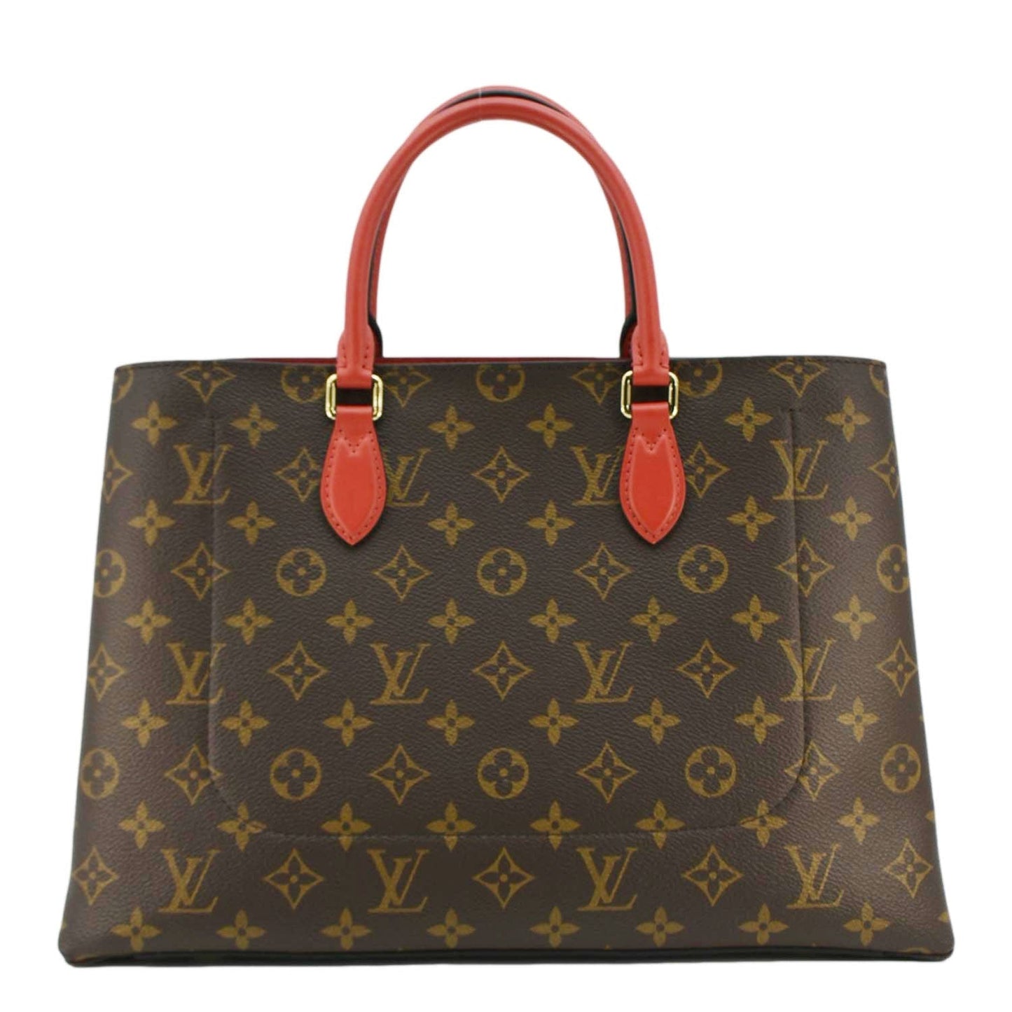 LOUIS VUITTON Flower Monogram Canvas Tote Shoulder Bag Cerise