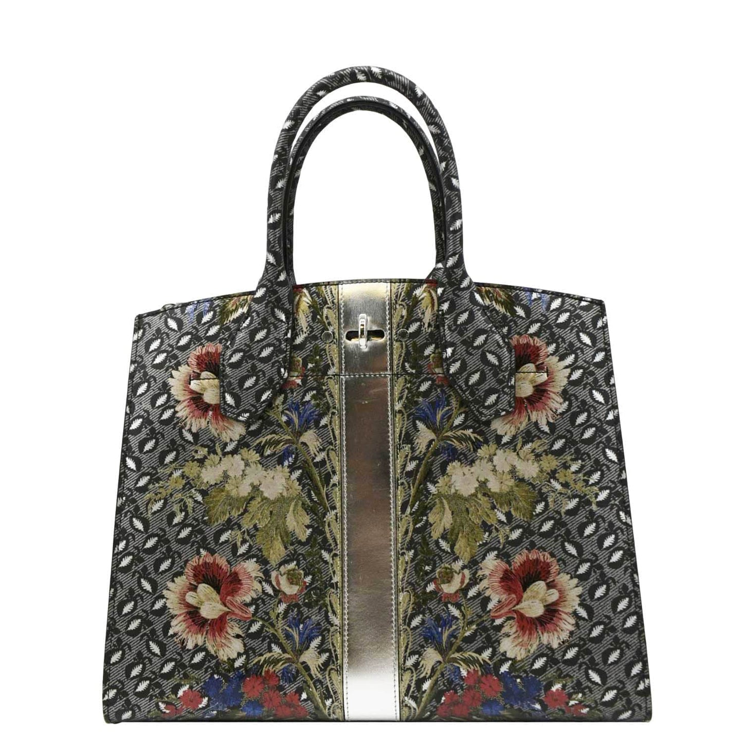 LOUIS VUITTON City Steamer Floral Print Canvas Tote Bag Grey/Silver