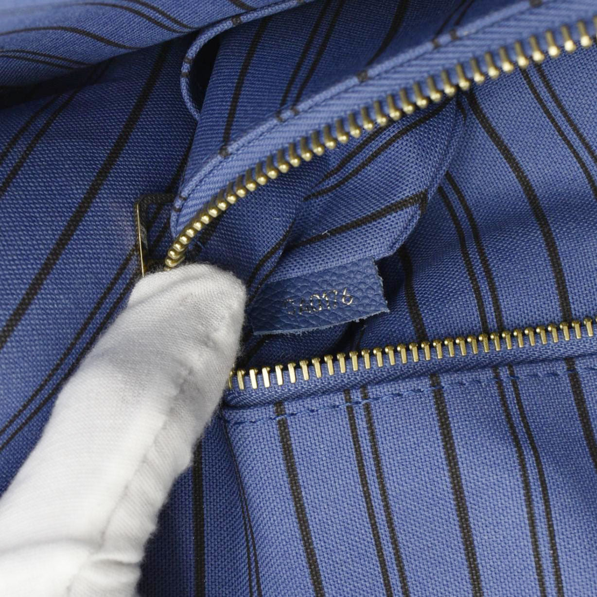 LOUIS VUITTON Pont Neuf MM Empreinte Leather Tote Shoulder Bag Blue