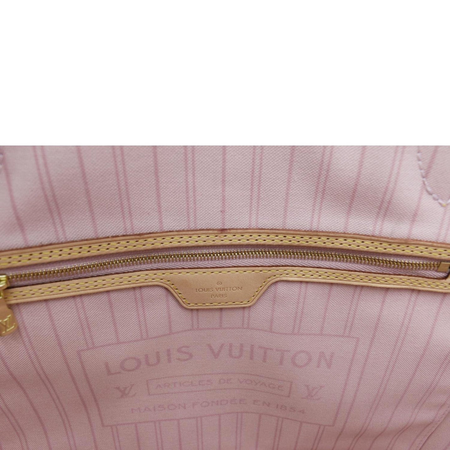 LOUIS VUITTON Neverfull MM Damier Azur Tote Shoulder Bag Rose Bellarine
