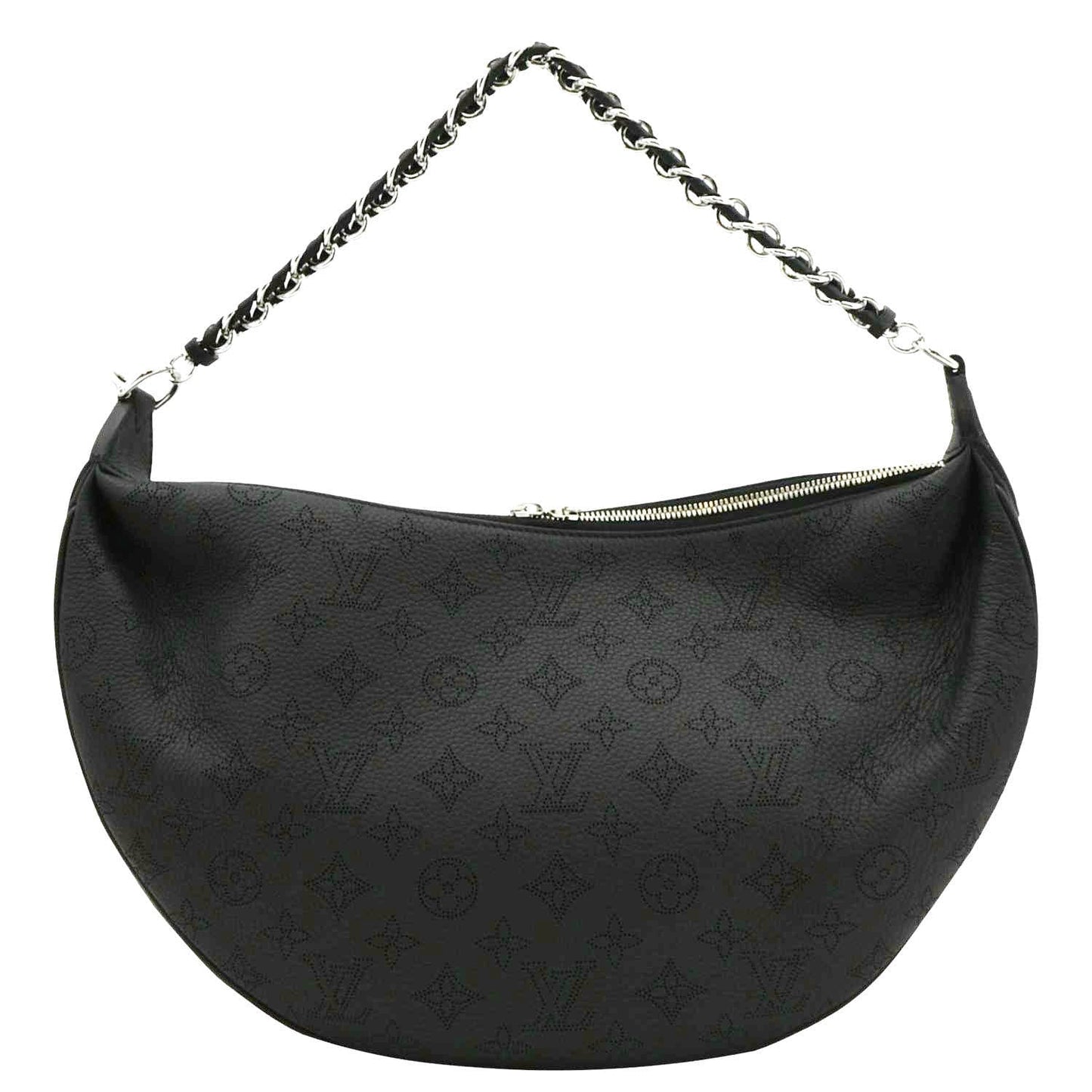 LOUIS VUITTON Baia MM Perforated Mahina Leather Shoulder Bag Black