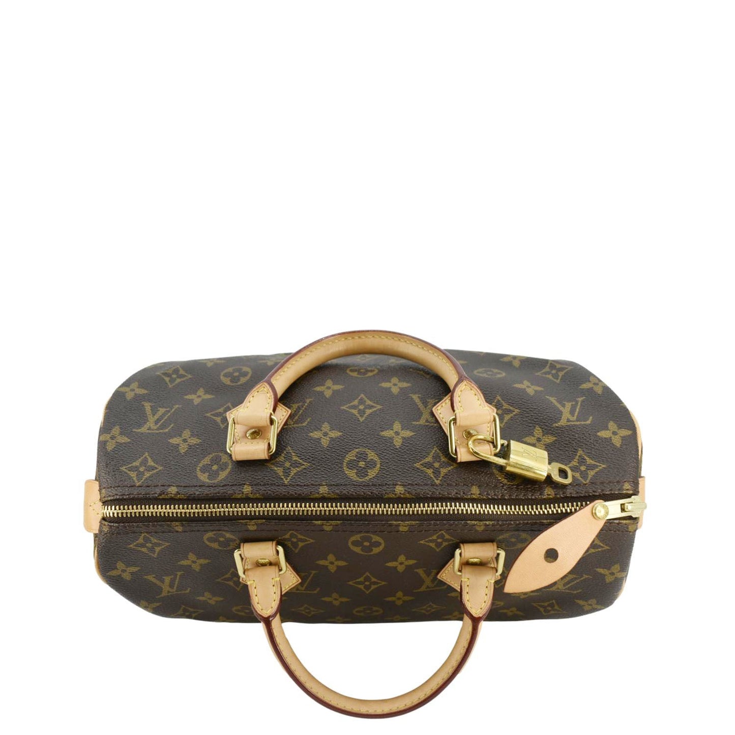 LOUIS VUITTON Speedy 30 Monogram Canvas Satchel Bag Brown