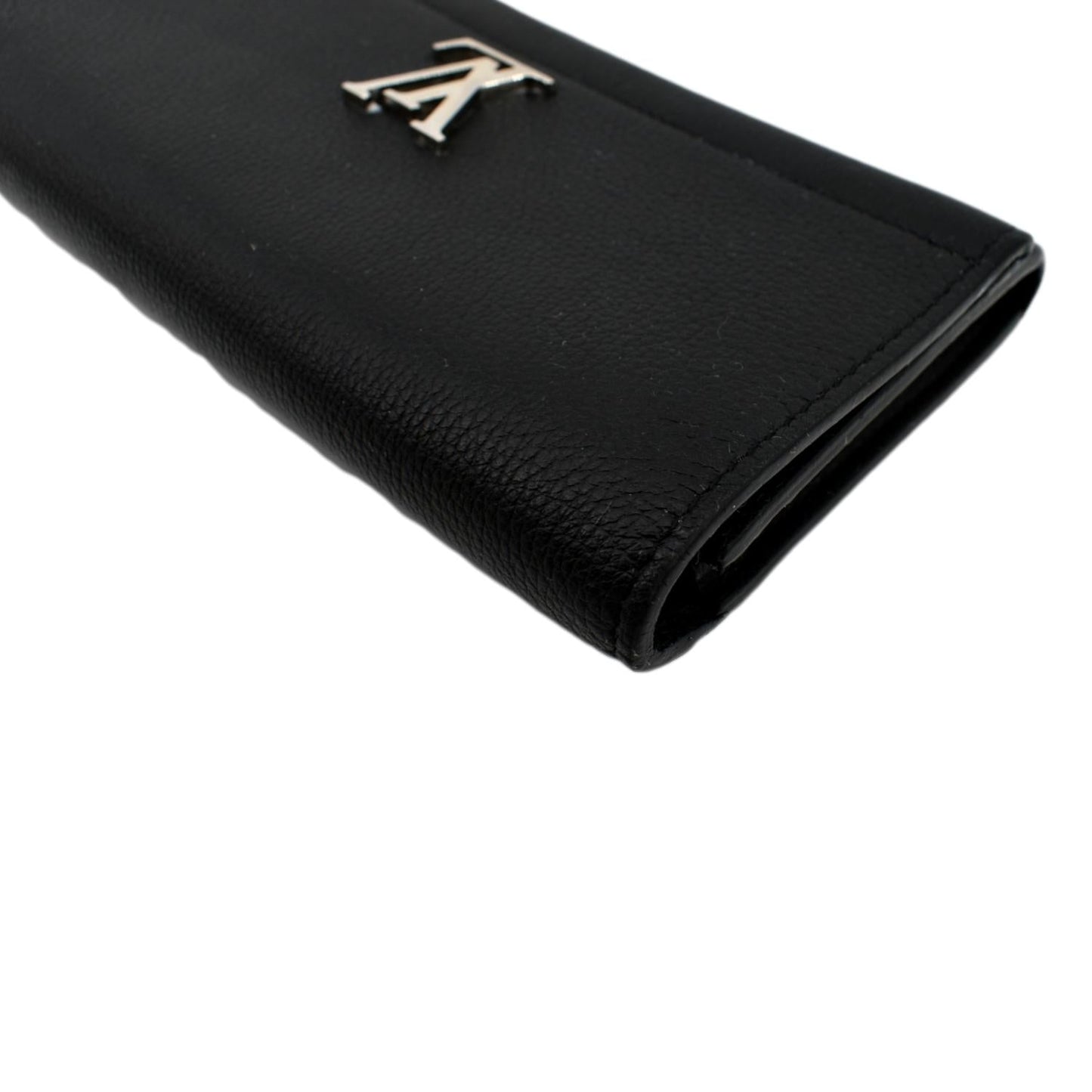 LOUIS VUITTON Lockme II Calfskin Leather Wallet Black