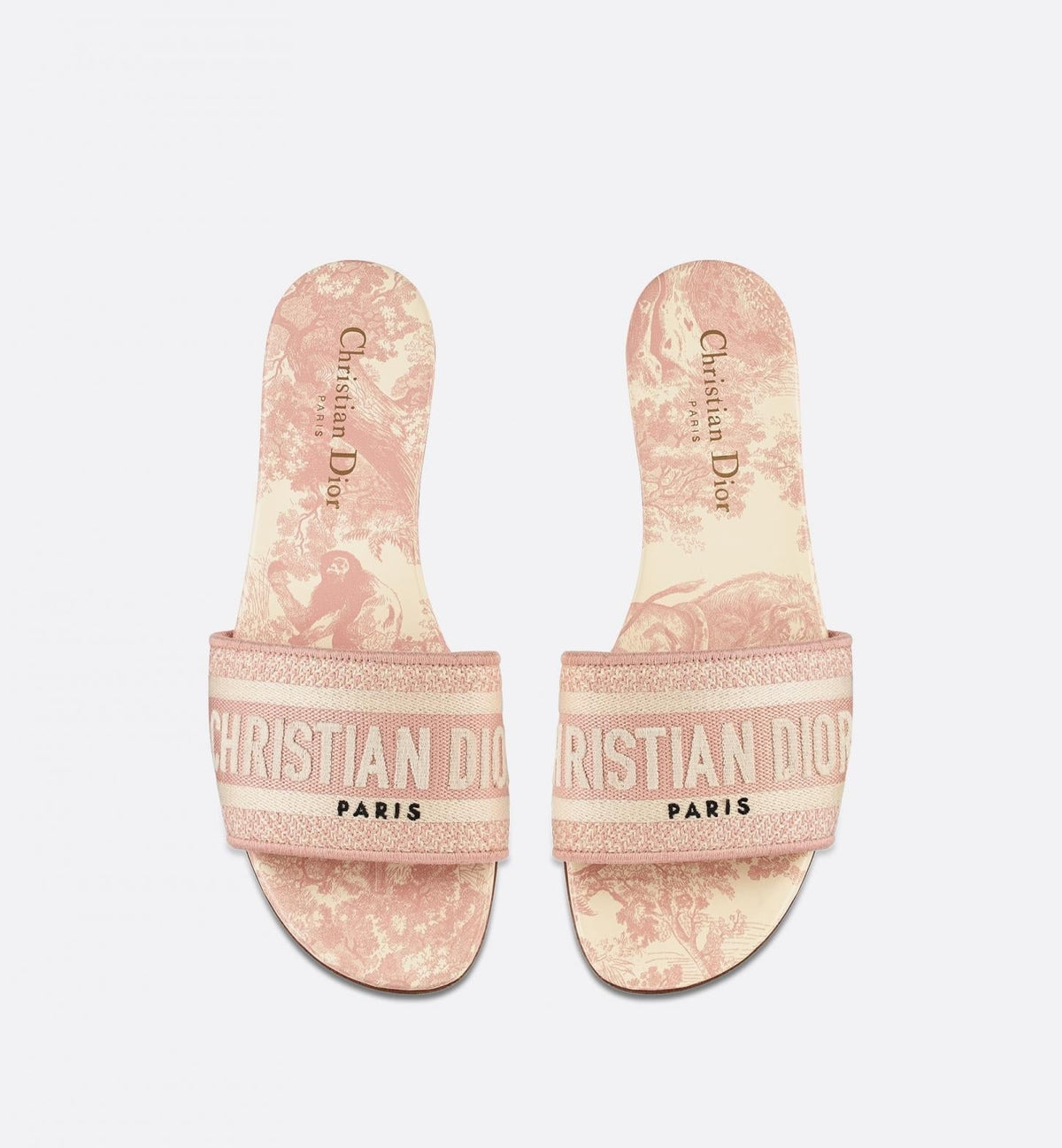 DIOR DWAY Toile de Jouy Embroidered Cotton Slides
