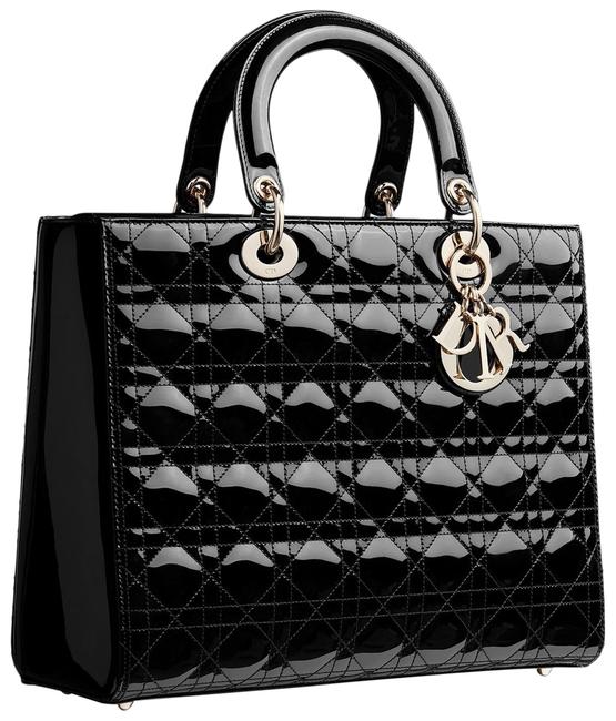DIOR Lady Dior Patent Cannage Calfskin Large