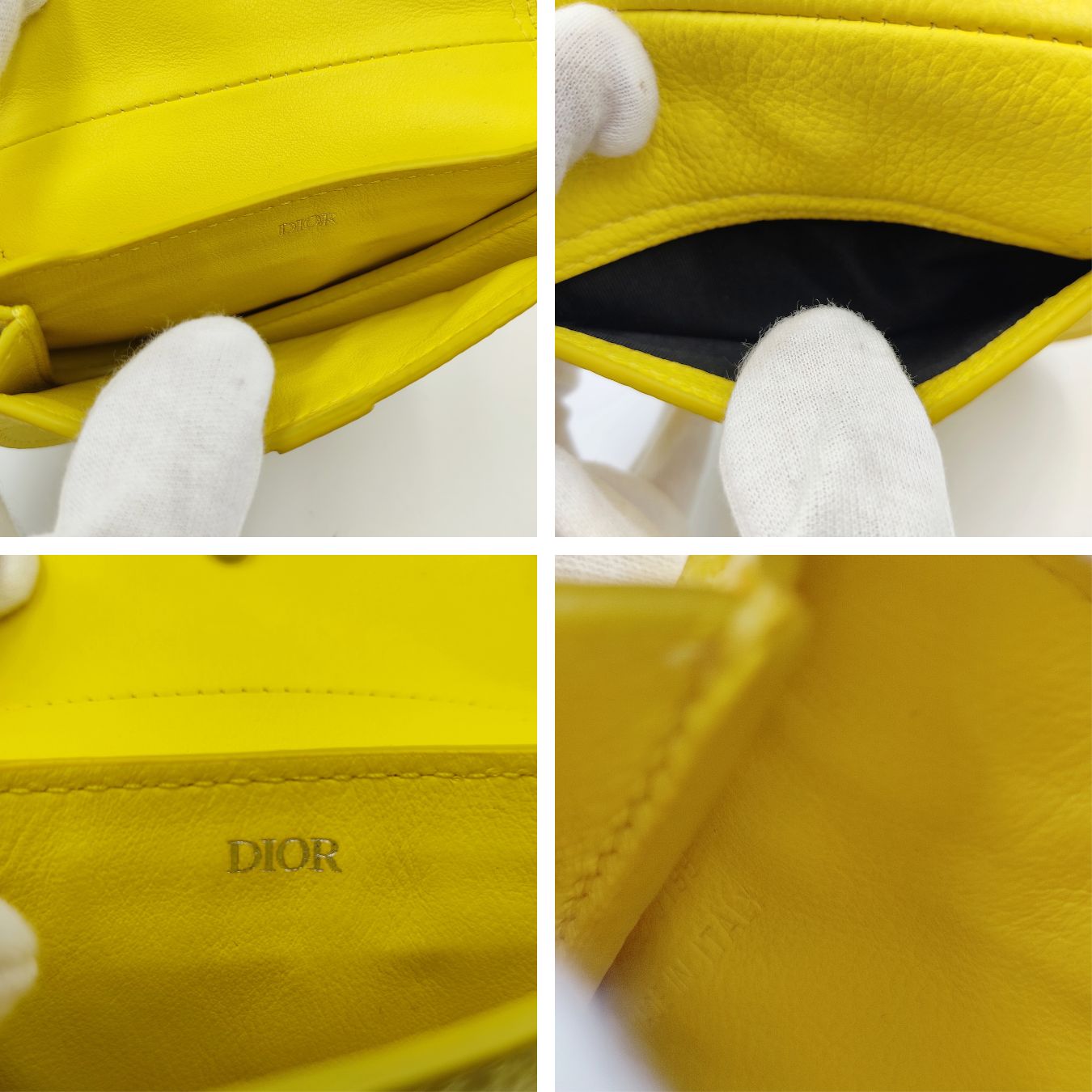 DIOR Dior Dior Saddle pouch key ring in fluorescent yellow leather