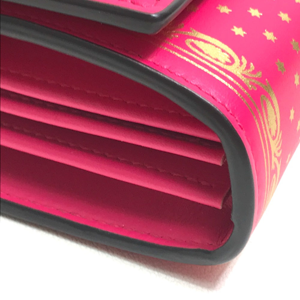 GUCCI Long Wallet Purse 524967 leather Pink / Gold GUCCY logo Women Secondhand