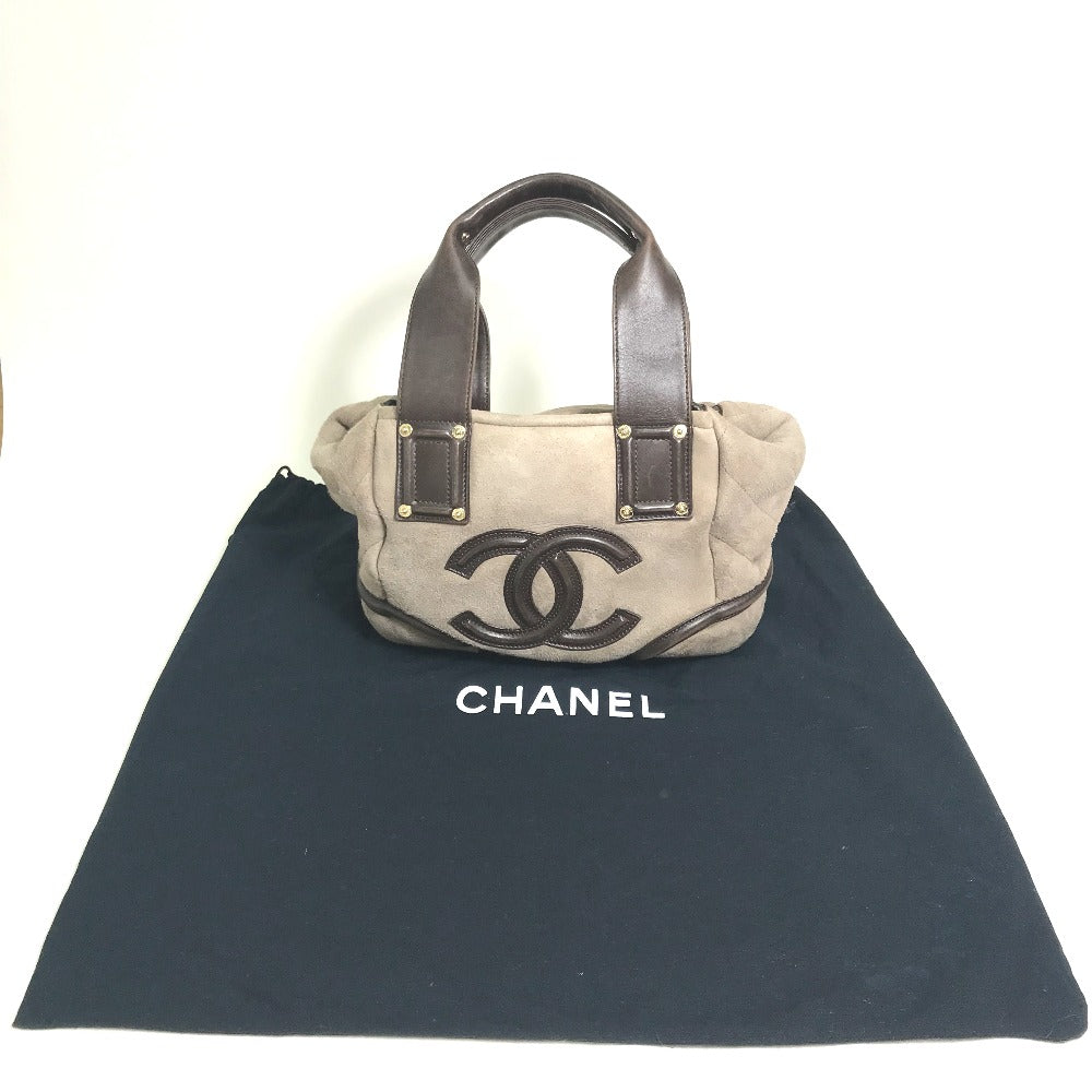 CHANEL Tote Bag Mouton, Leather Brown CC COCO Mark Half Matelasse Women Used
