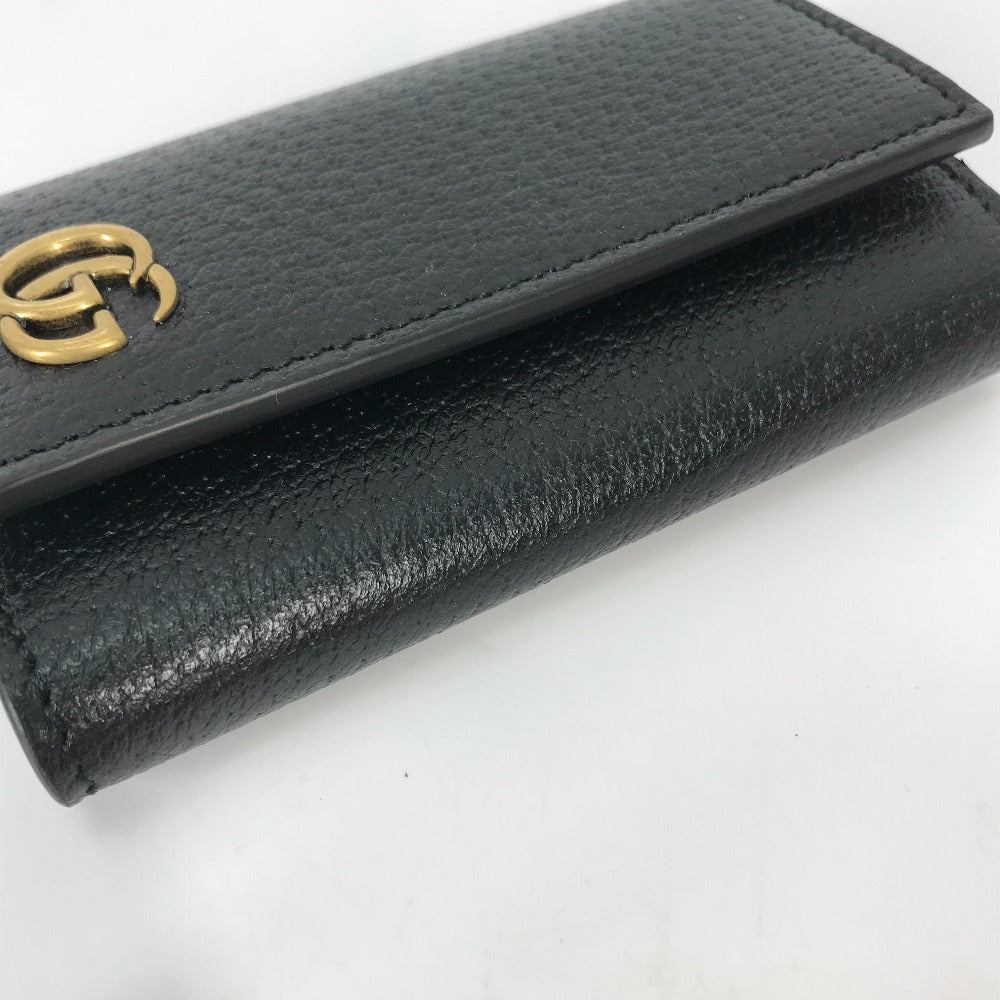 GUCCI Key case Key holder 435305 leather black GG Marmont six hooks Women Used