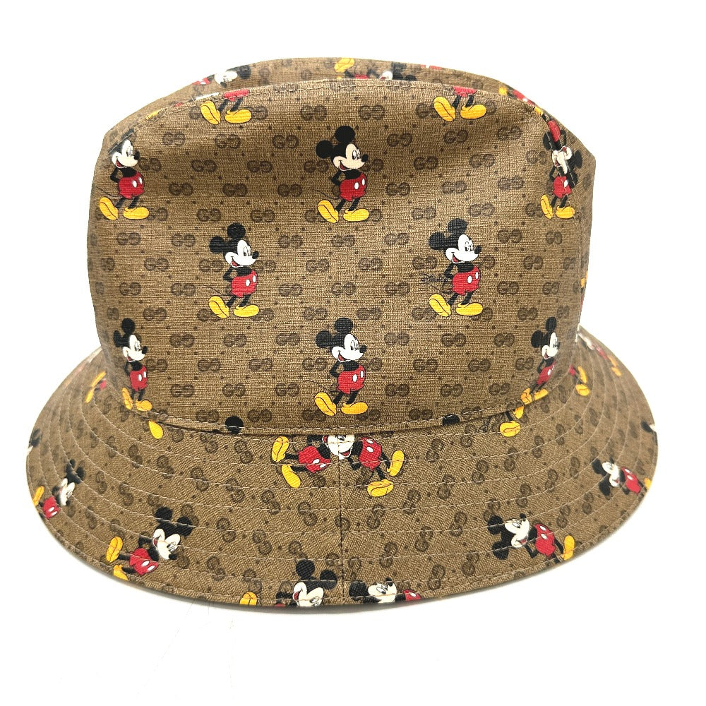 GUCCI hat 602978 GG Supreme Canvas Brown Mini GG DISNEY Mickey Mouse unisex L Secondhand