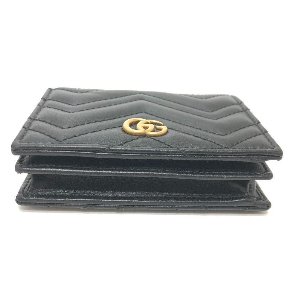 GUCCI Folded wallet 466492 leather black GG Marmont quilting Women Secondhand