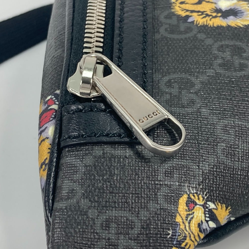 GUCCI Sling bag 675181 GG Supreme Canvas / Leather black GG Supreme tiger belt bag tiger mens Secondhand
