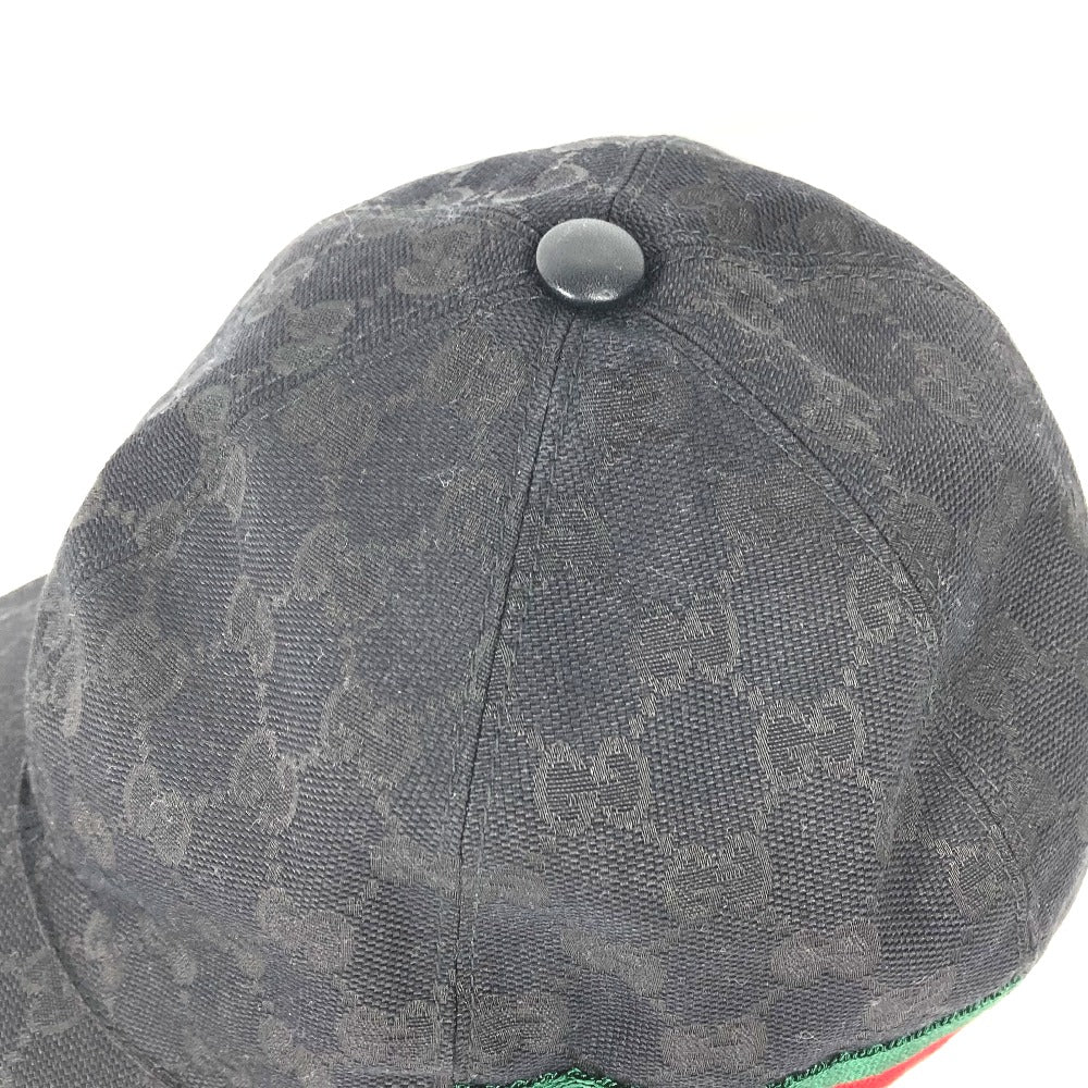 GUCCI cap 200035 canvas black GG hat cap baseball mens L Used