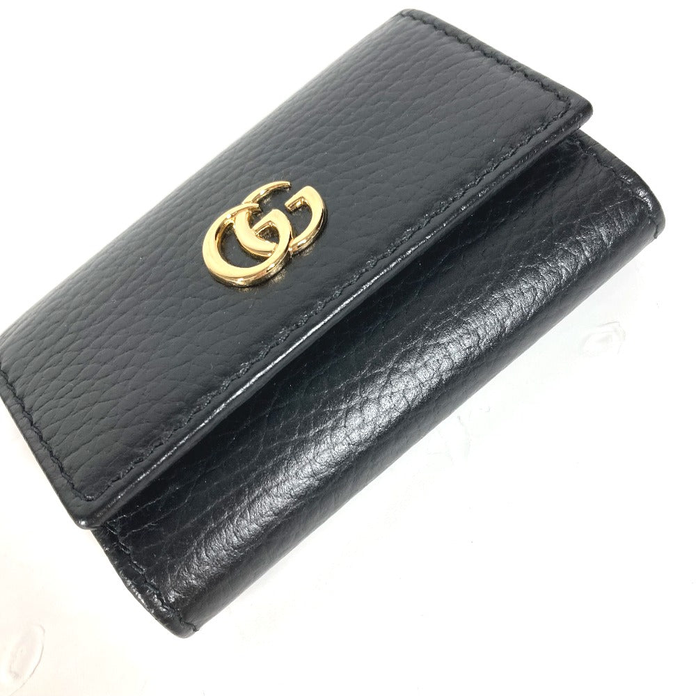 GUCCI Key case Key holder 456118 leather black key GG Marmont Women Used