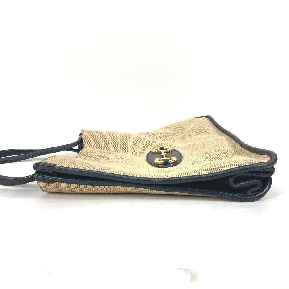 GUCCI Tote Bag 623694 Canvas leather Beige x navy Japan limited 1955 Horsebit Women Used