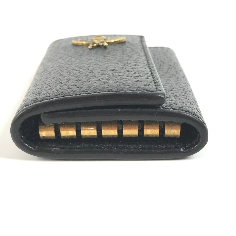 GUCCI Key case Key holder 523633 leather black logo BEE mens Used