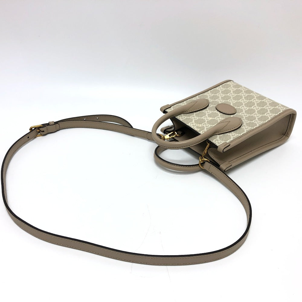 GUCCI Shoulder Bag 671623 GG Supreme Canvas light beige GG Supreme Interlocking G Mini Tote Bag Women Used