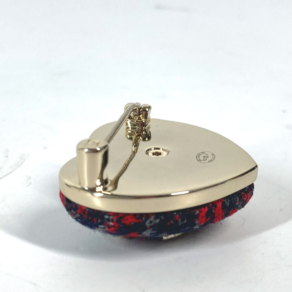 CHANEL Brooch tweed Navy x red B22K Heart COCO Mark CC