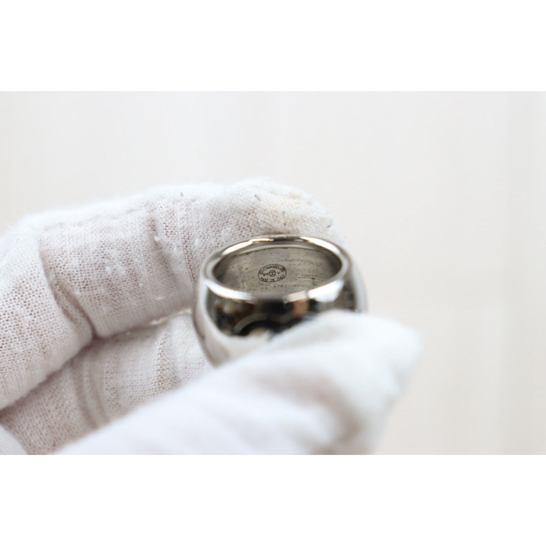 Good ( Rank AB)| Chanel Heart Coco Mark Silver 925 Ring #15 |V25052106