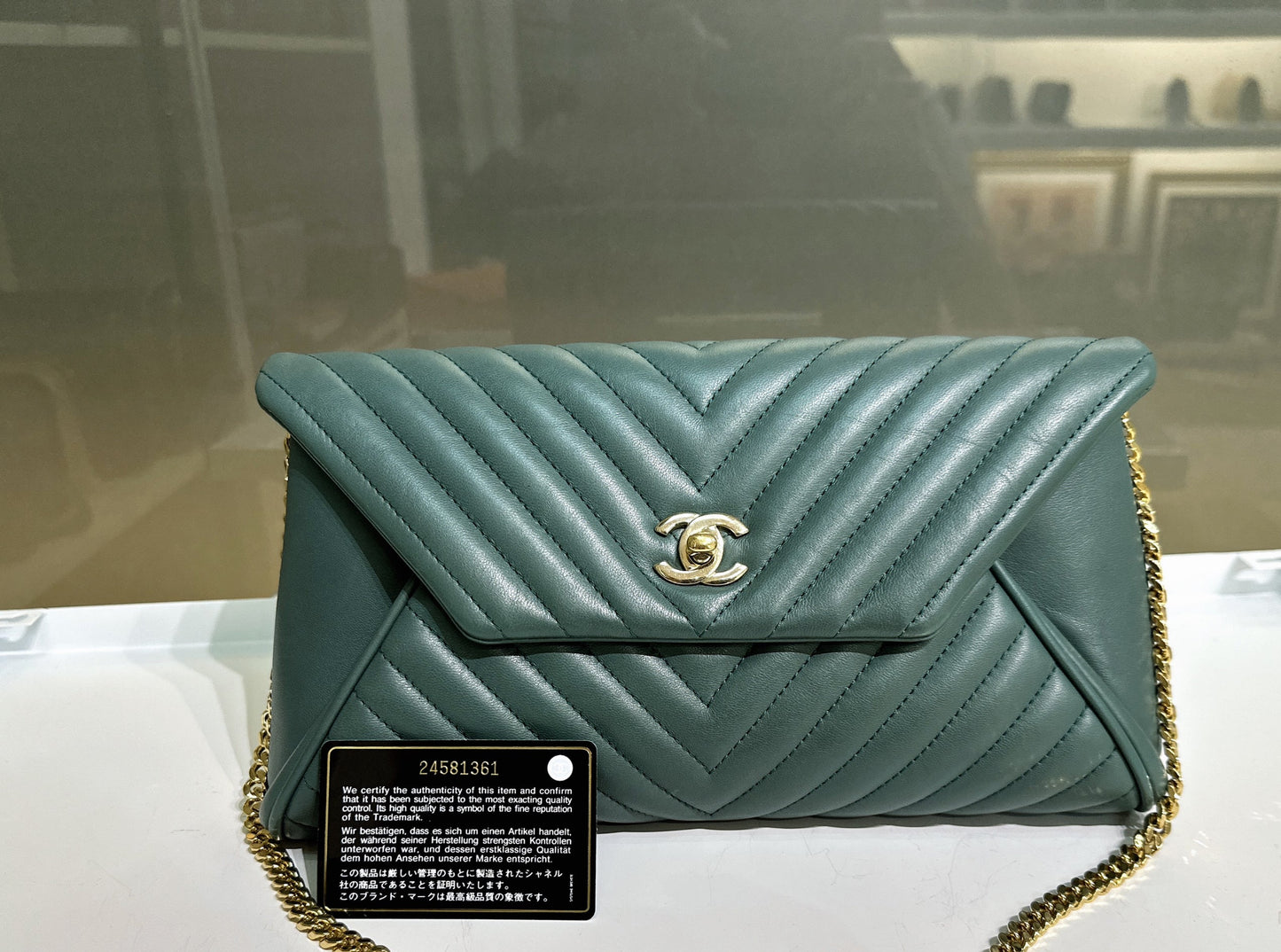 Chanel Cluth Green Bag