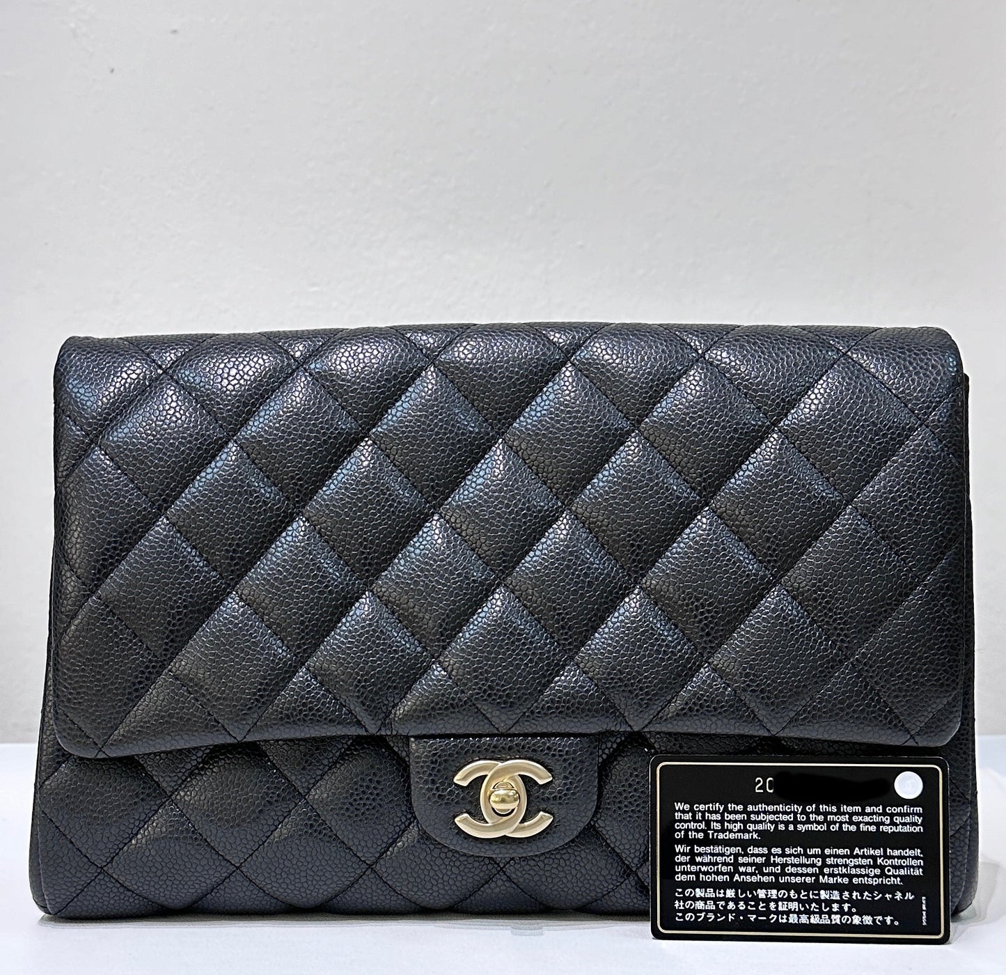 CHANEL Caviar Quilted Clutch With Chain Flap Black GHW