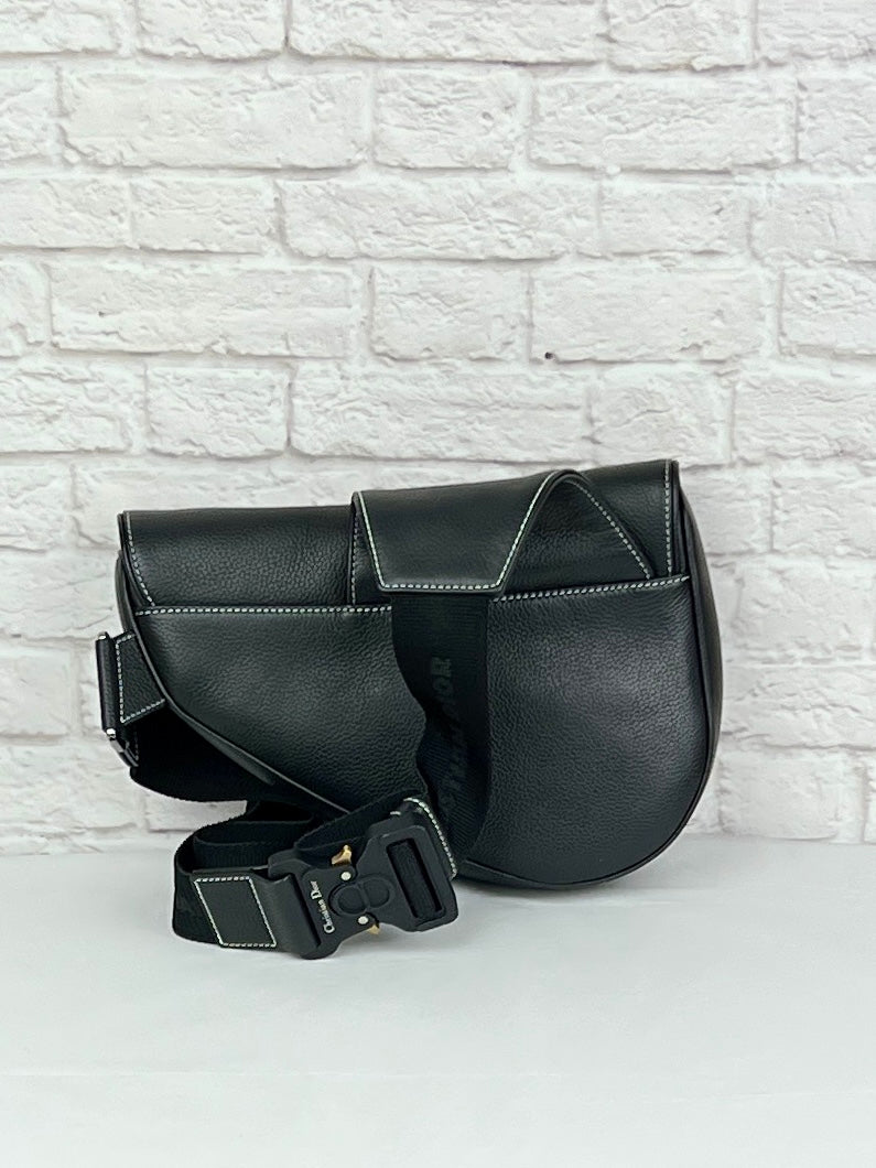 Christian Dior X PETER DOIG Grained Calfskin Saddle Bag Black
