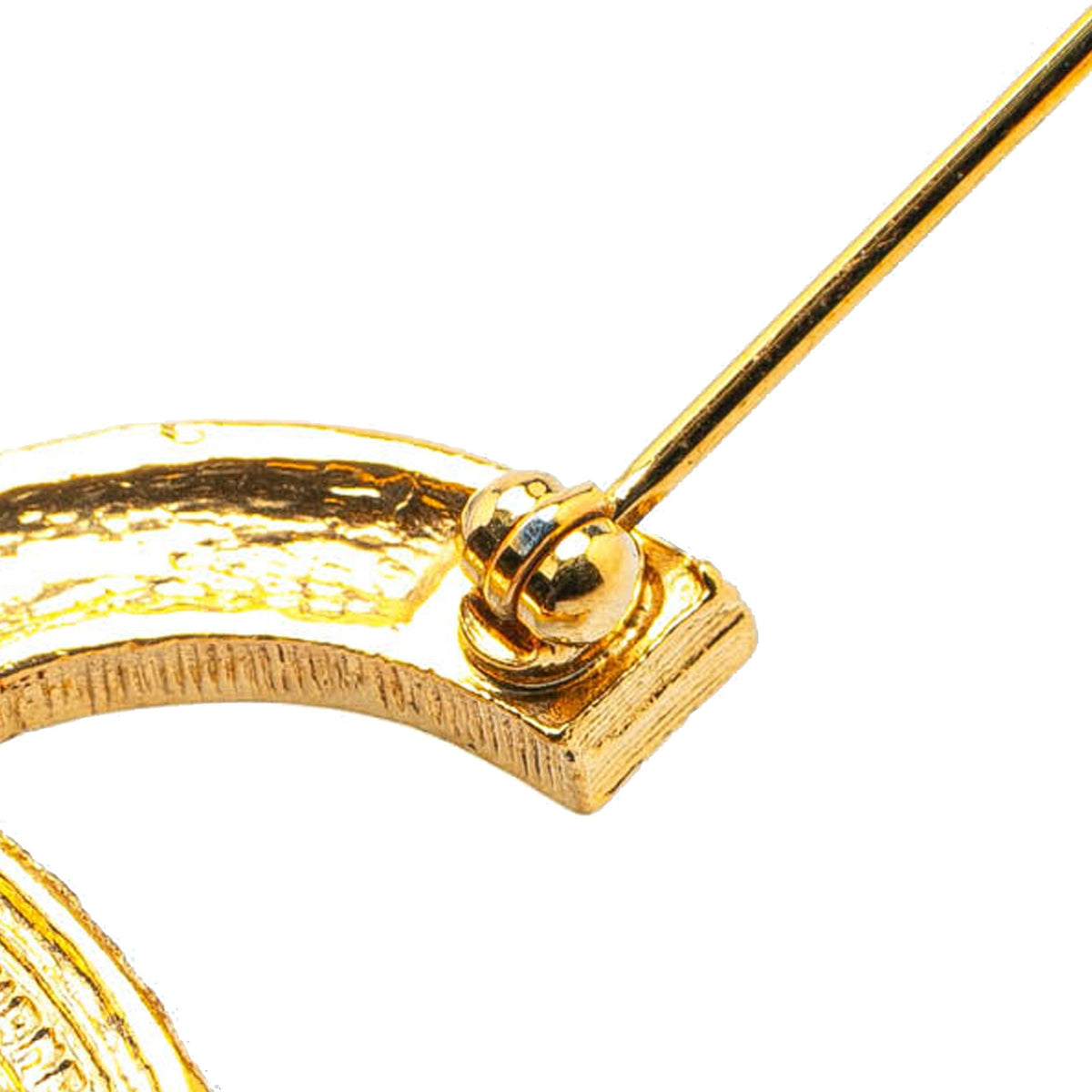 Gold Chanel Gold Plated CC Rhinestones Turn Lock Brooch