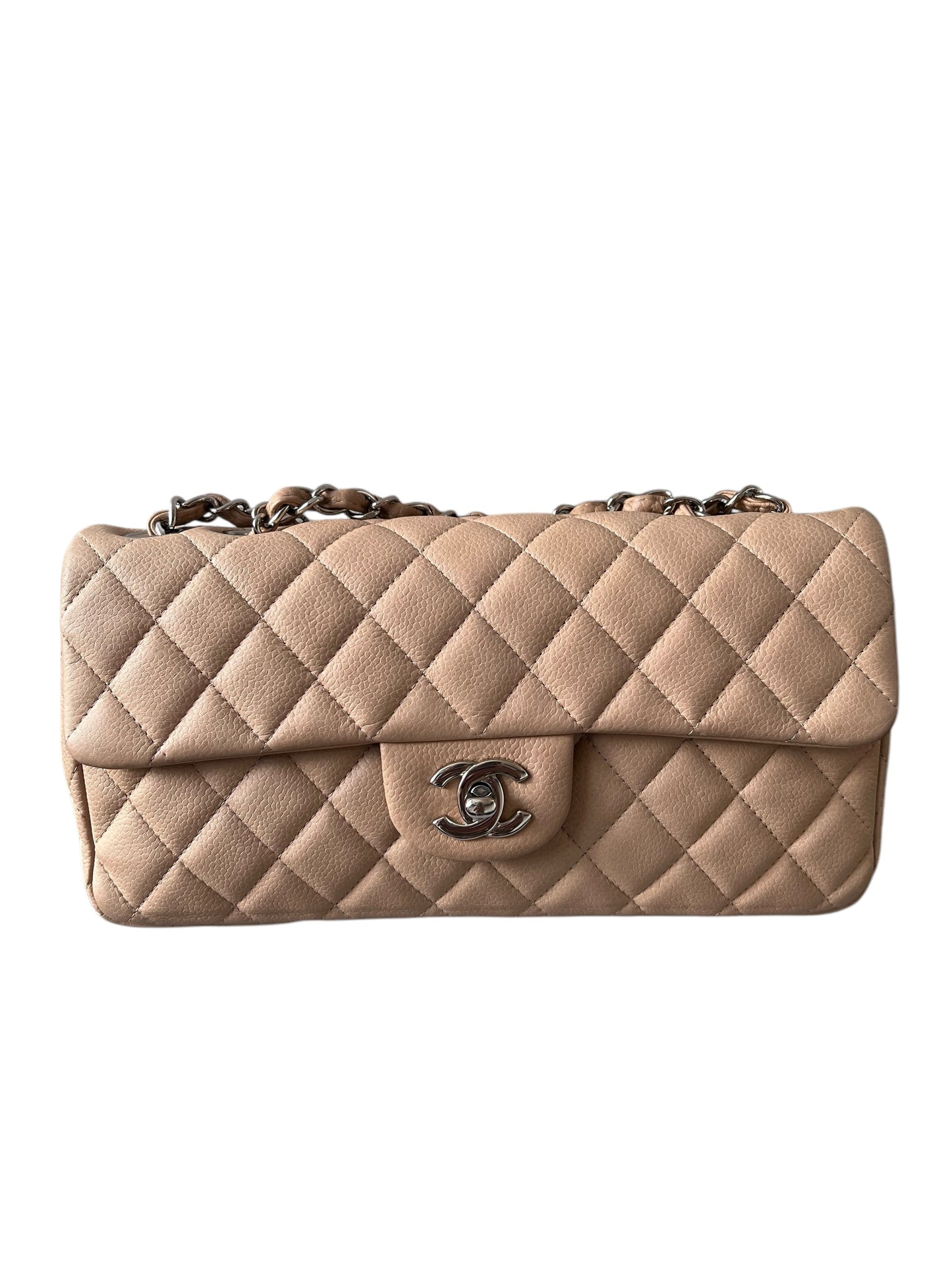 Chanel Classic East West Flap Beige Caviar PHW SYCYR192