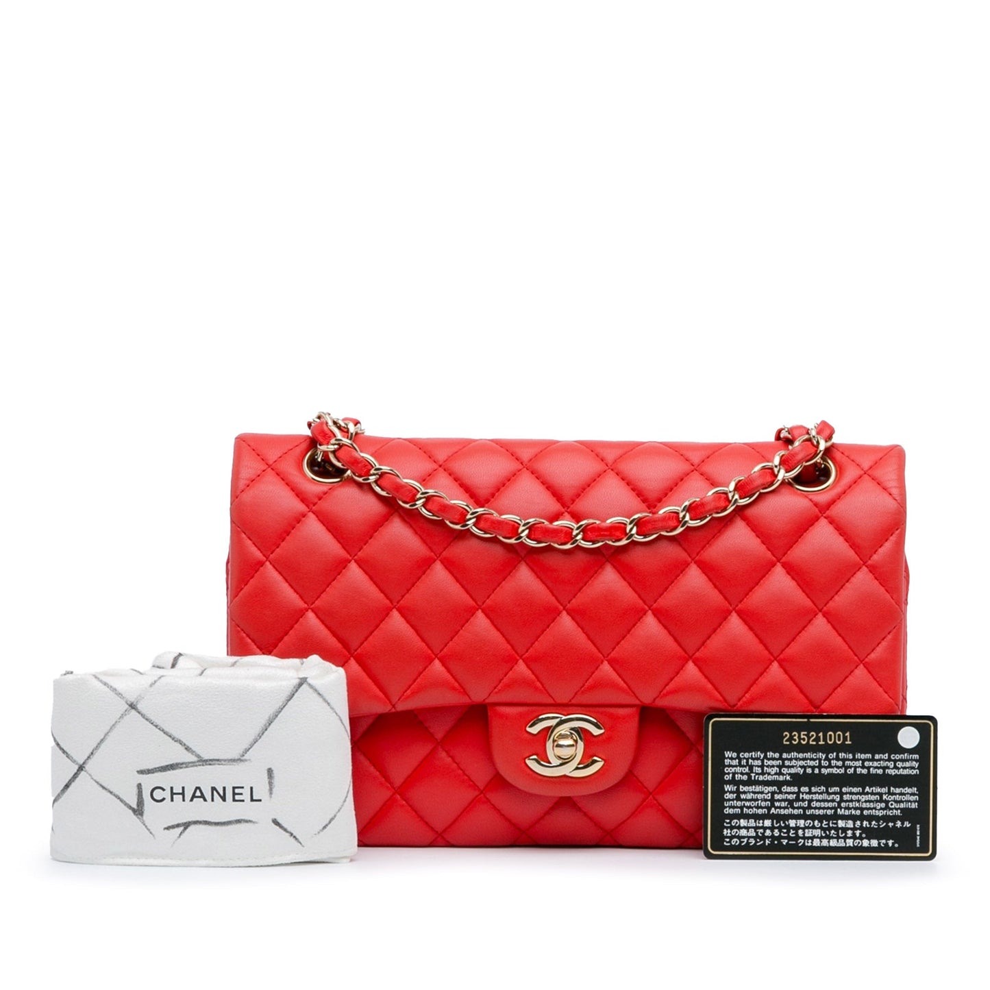 Red Chanel Medium Classic Lambskin Double Flap Shoulder Bag