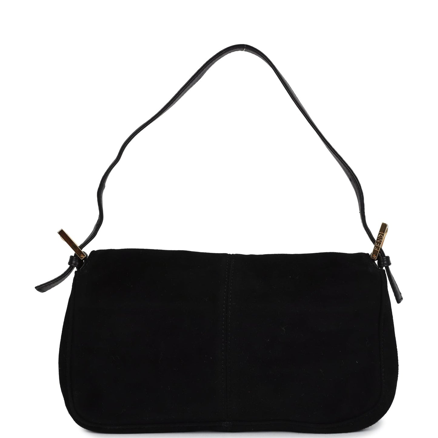 Vintage Fendi Baguette Bag Black Suede Gold Hardware