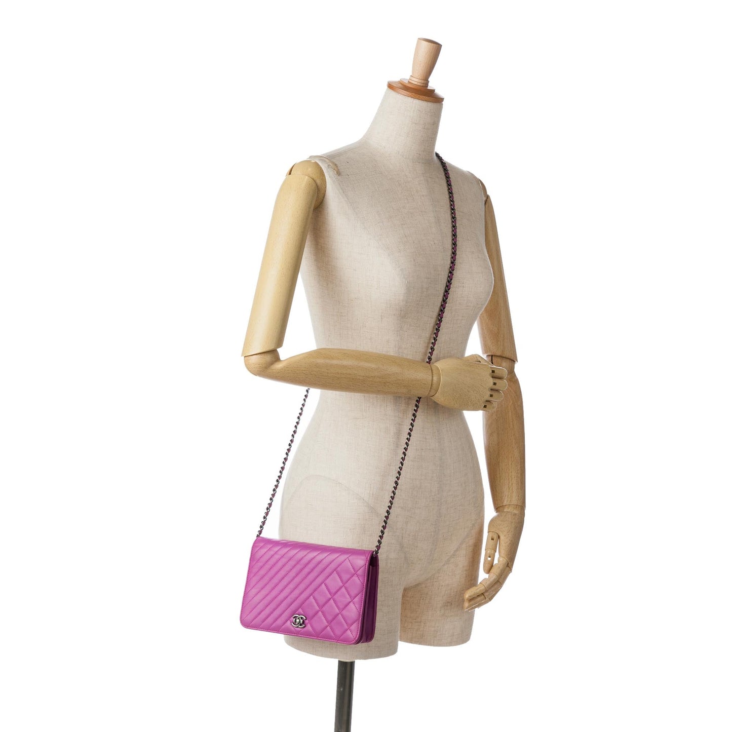 Purple Chanel Lambskin Coco Boy Wallet On Chain Crossbody Bag