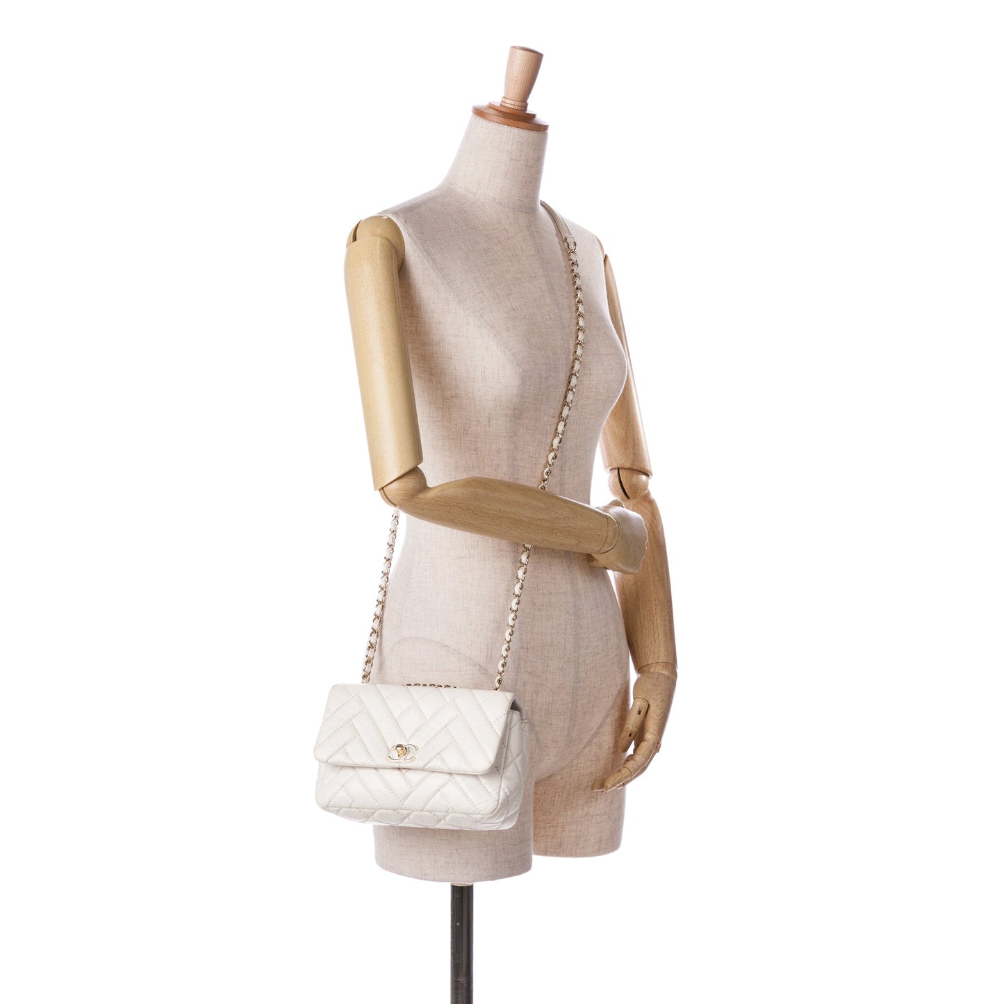 White Chanel Small Mix Quilted Aged Calfskin New Clutch Flap Crossbody Bag