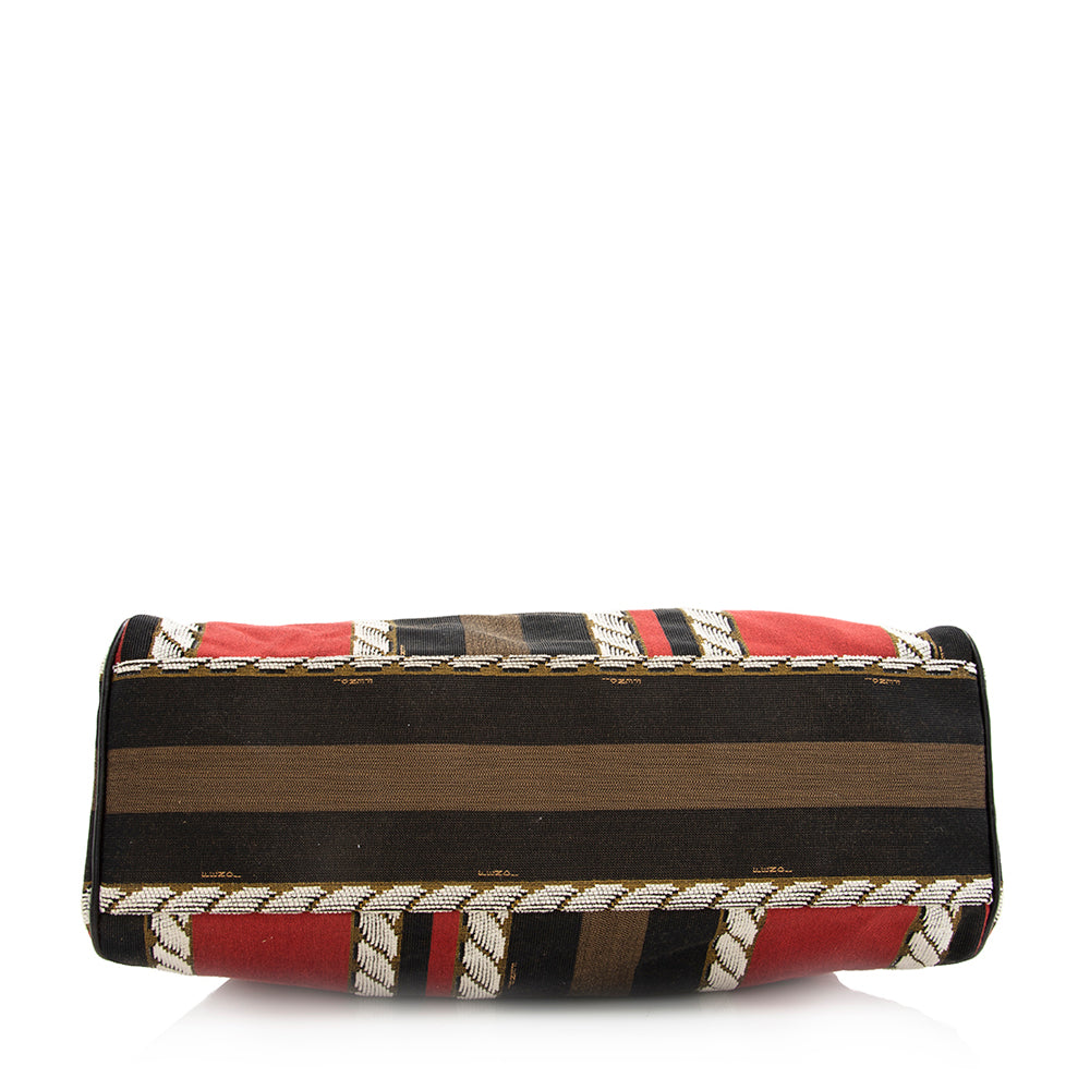 Fendi Vintage Embroidered Canvas Du Jour Tote (SHF-20442)