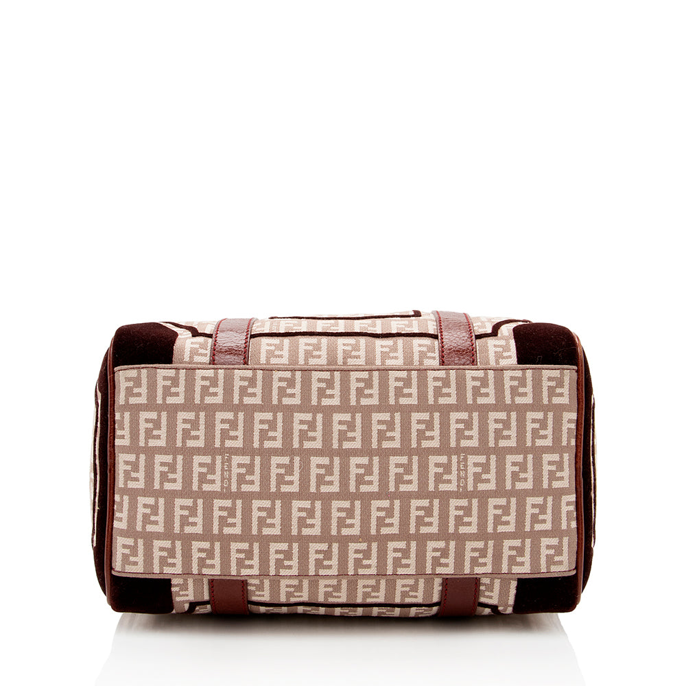 Fendi Zucchino Velvet Small Boston Satchel (SHF-18601)