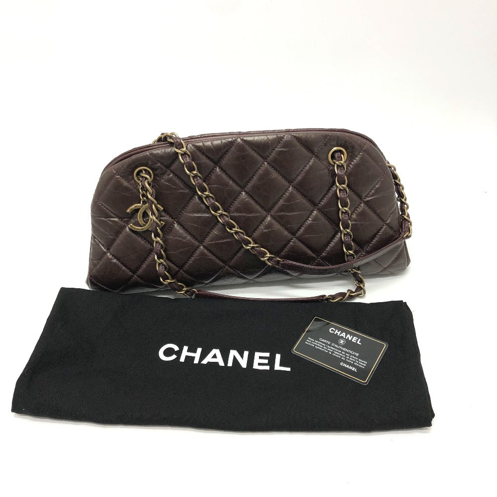 CHANEL Tote Bag lambskin Brown CC COCO Mark Matrasse Women Used