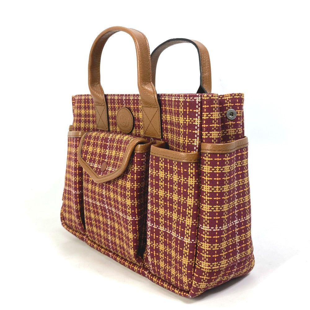 GUCCI Handbag 628159 Canvas / leather Brown/Bordeaux type check Chilled license Women Secondhand