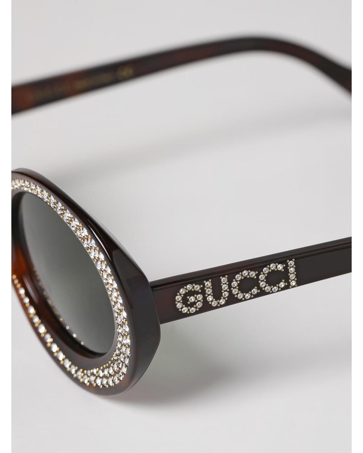 Gucci Oval Rhinestone Sunglasses Women White