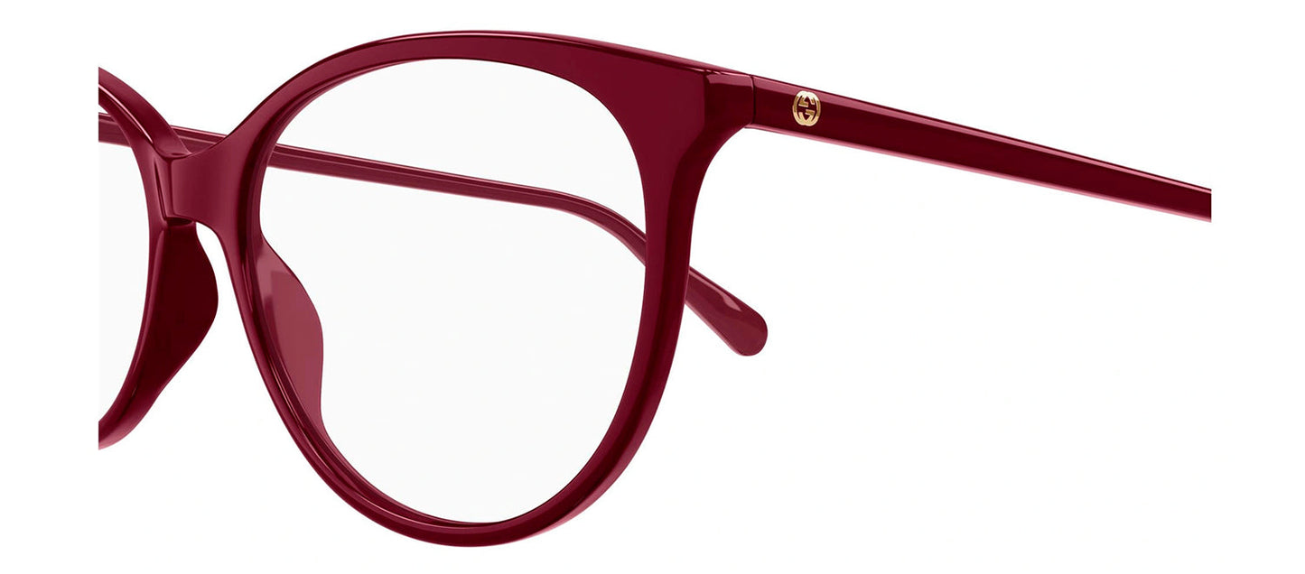 Gucci GG 0550O 011 Cat-Eye Plastic Burgundy Eyeglasses with Logo Stamped Demo Lenses