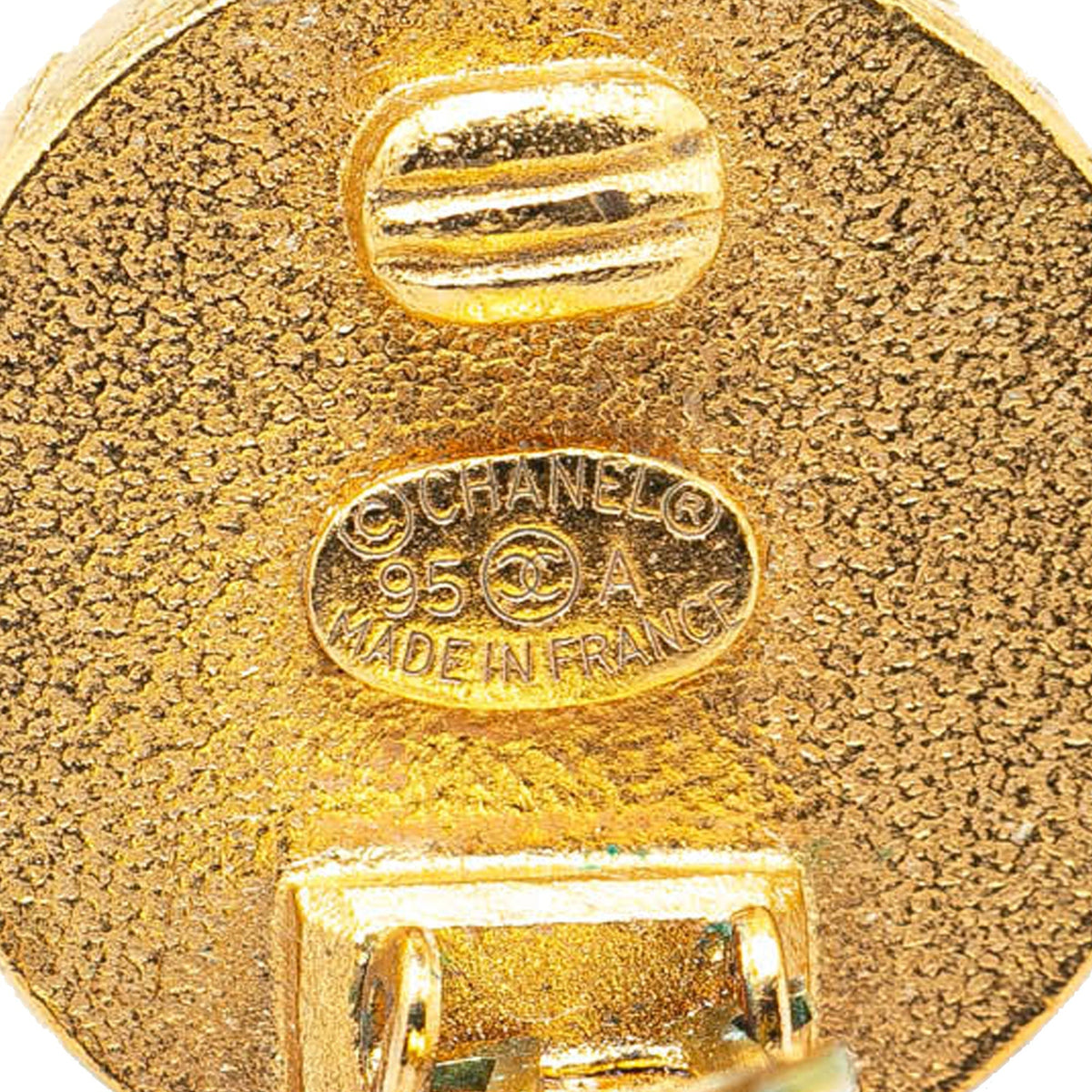 Gold Chanel Gold Plated CC Button Clip On Earrings