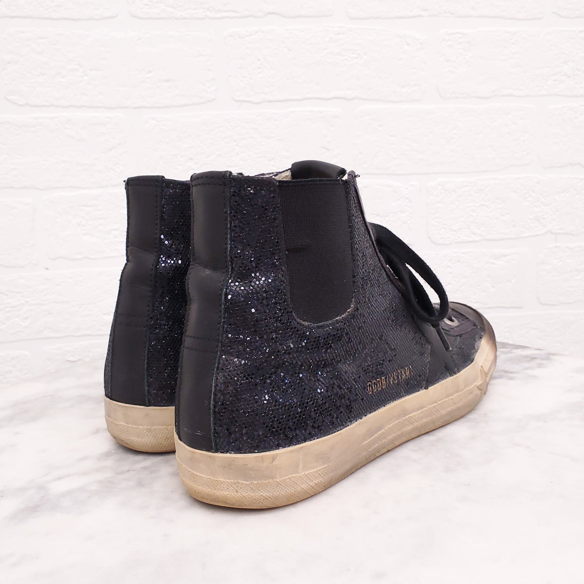 GOLDEN GOOSE V-STAR SEQUIN SNEAKERS - SIZE 38