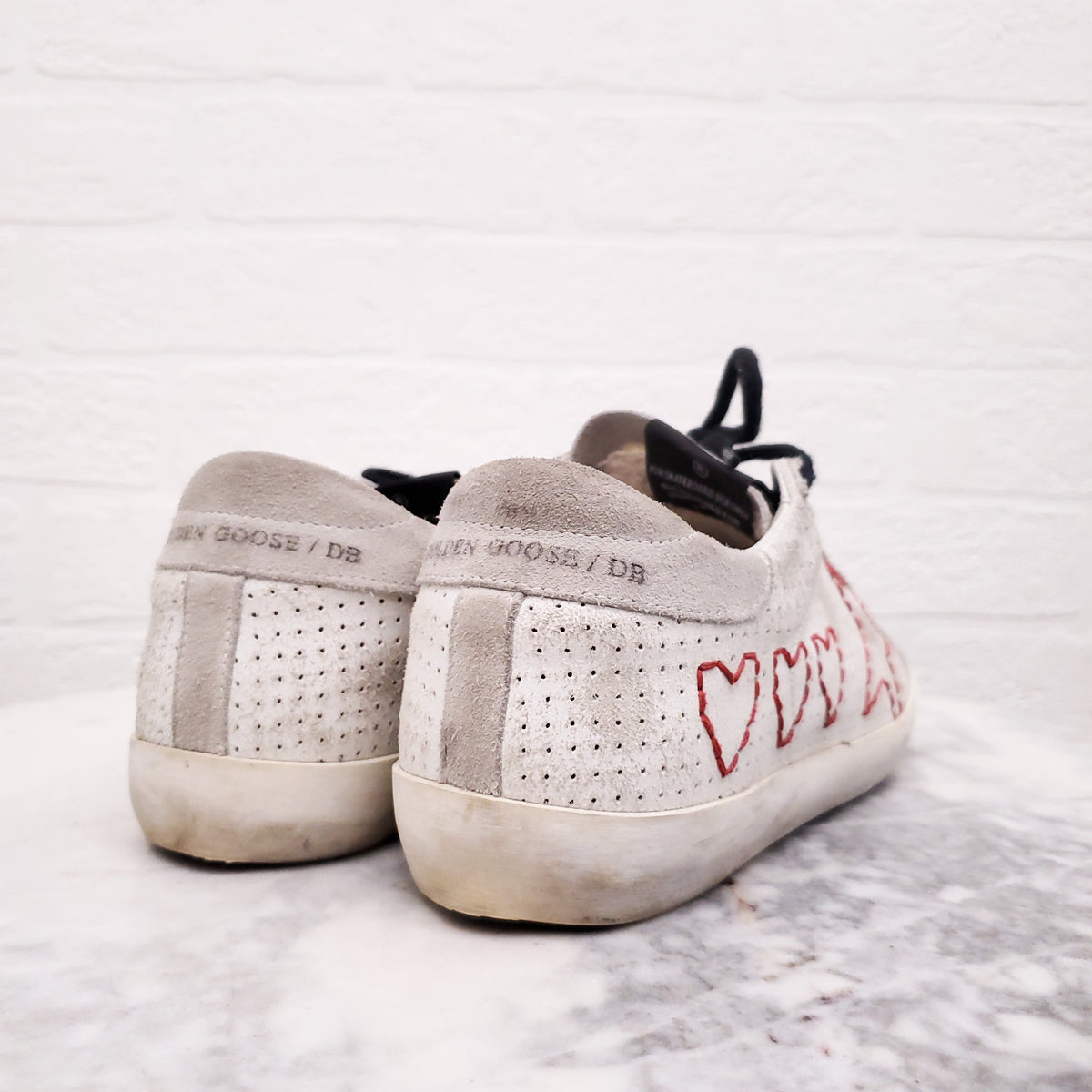 GOLDEN GOOSE ‘SUPERSTARS’ WITH RED HEARTS - SIZE 37