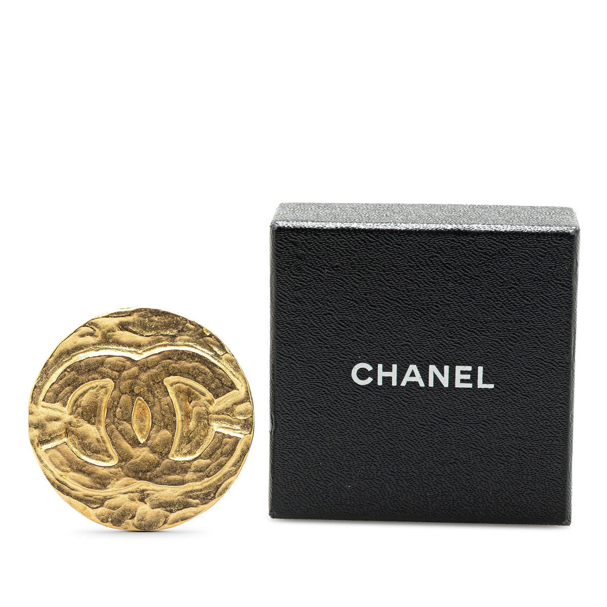 Gold Chanel Gold Plated CC Brooch