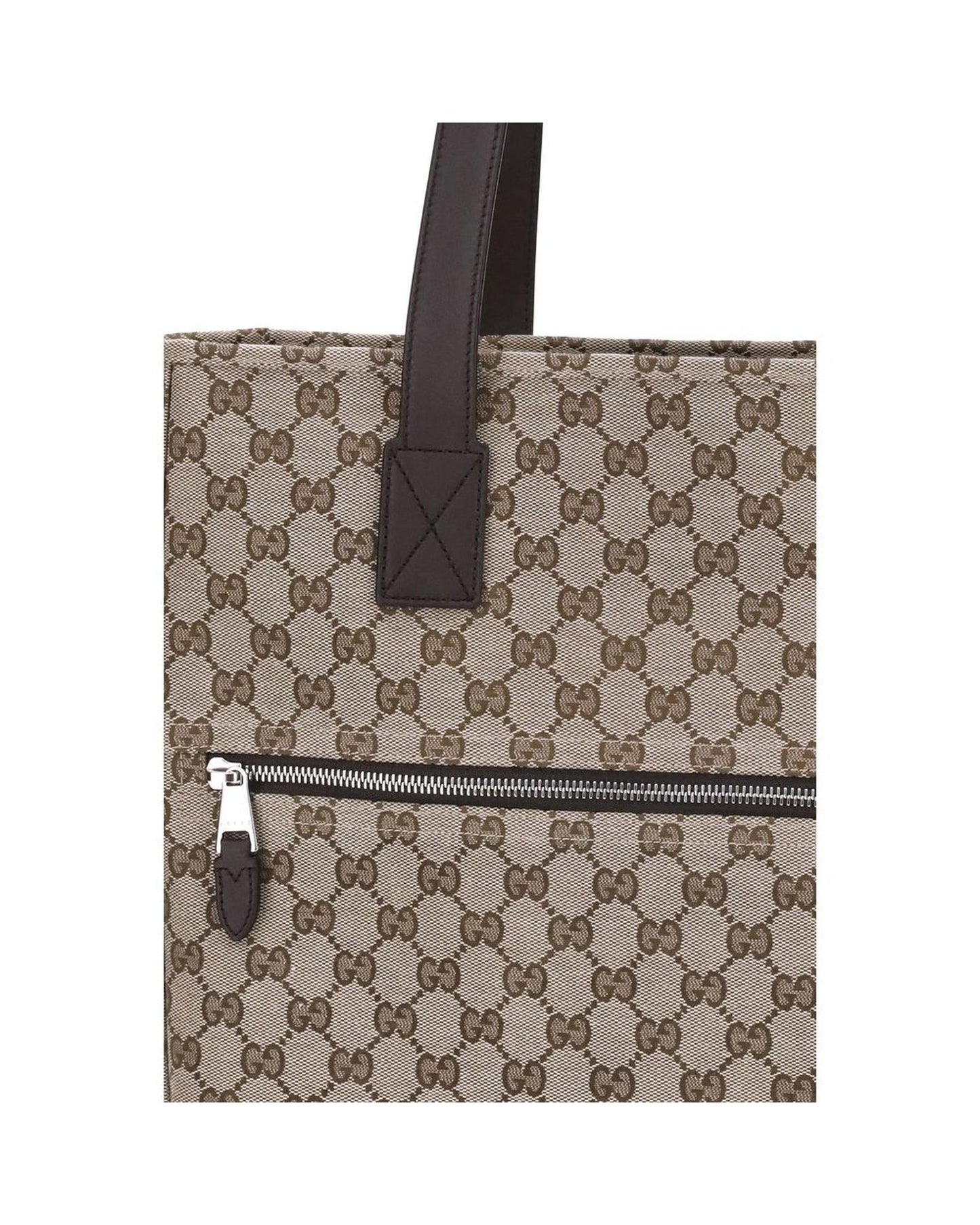 Gucci GG Monogram Canvas Tote Men Brown Shoulder Bags