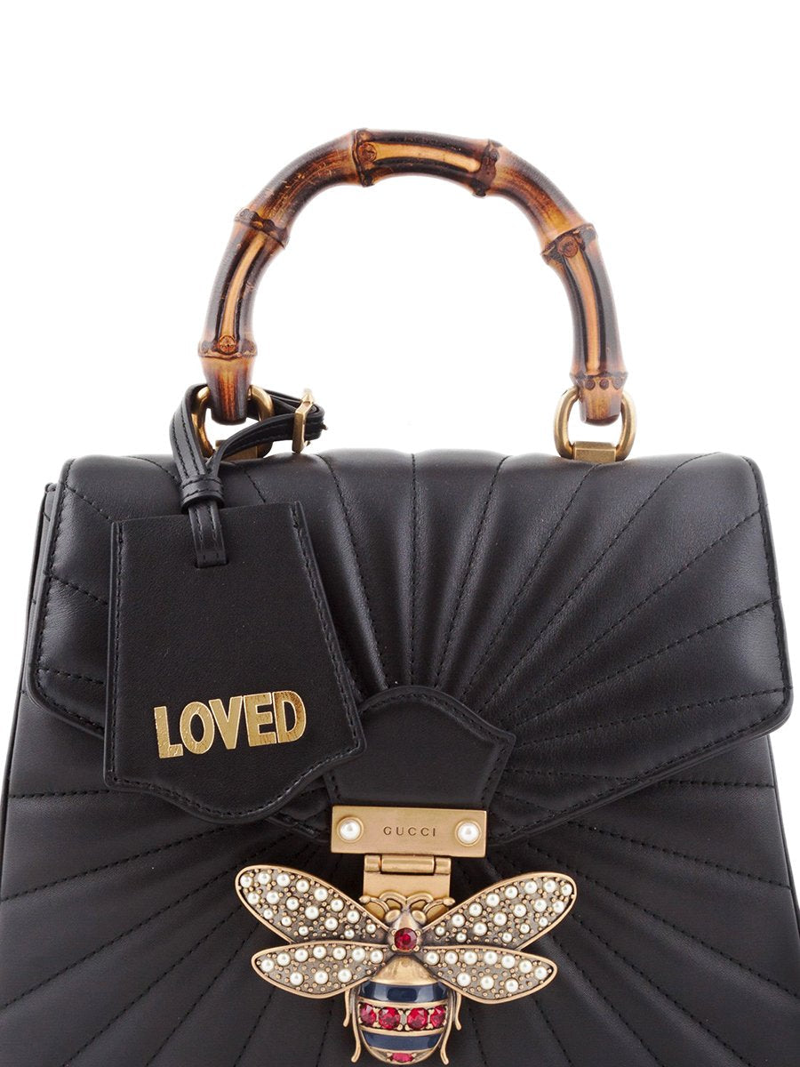 Queen Margaret Black quilted Leather Backpack