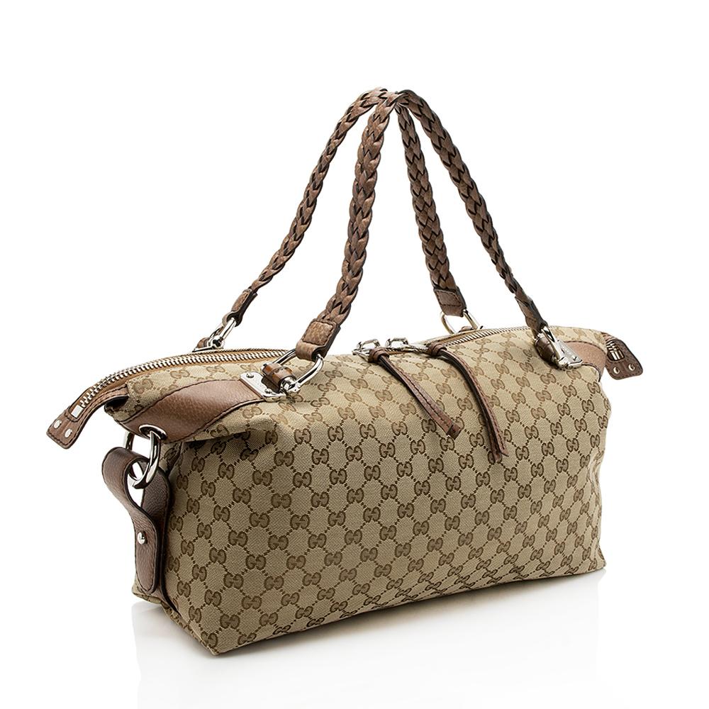 Gucci GG Canvas Bamboo Bar Medium Tote