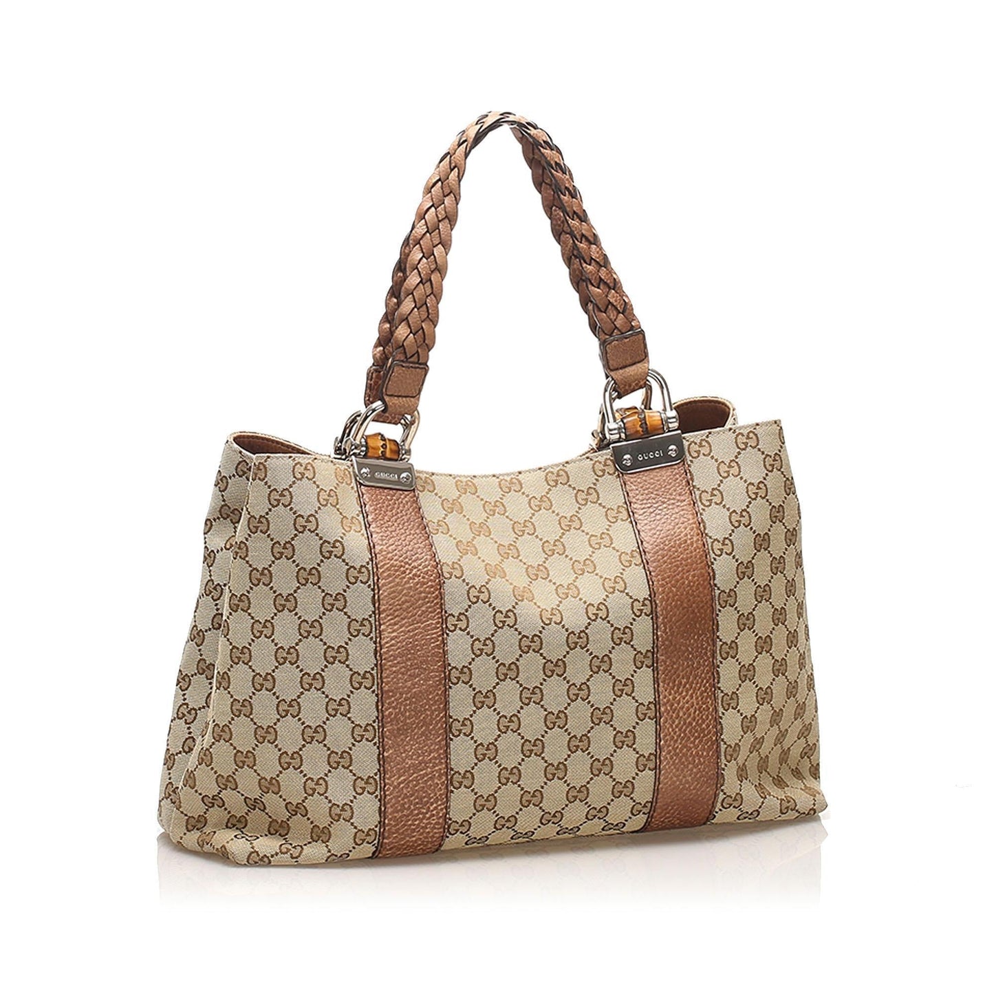 Gucci GG Canvas Bamboo Libeccio Tote Bag (SHG-11503)
