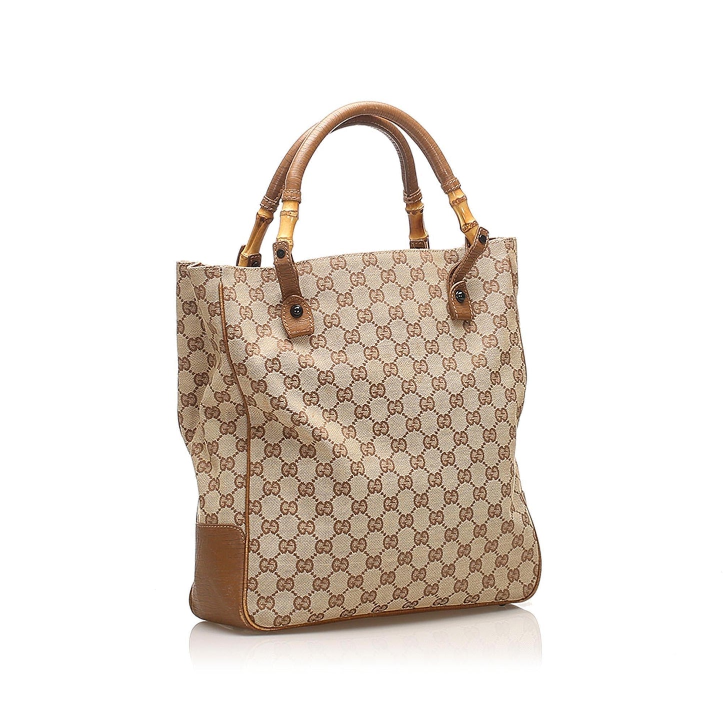 Gucci GG Canvas Bamboo Tote Bag (SHG-13136)