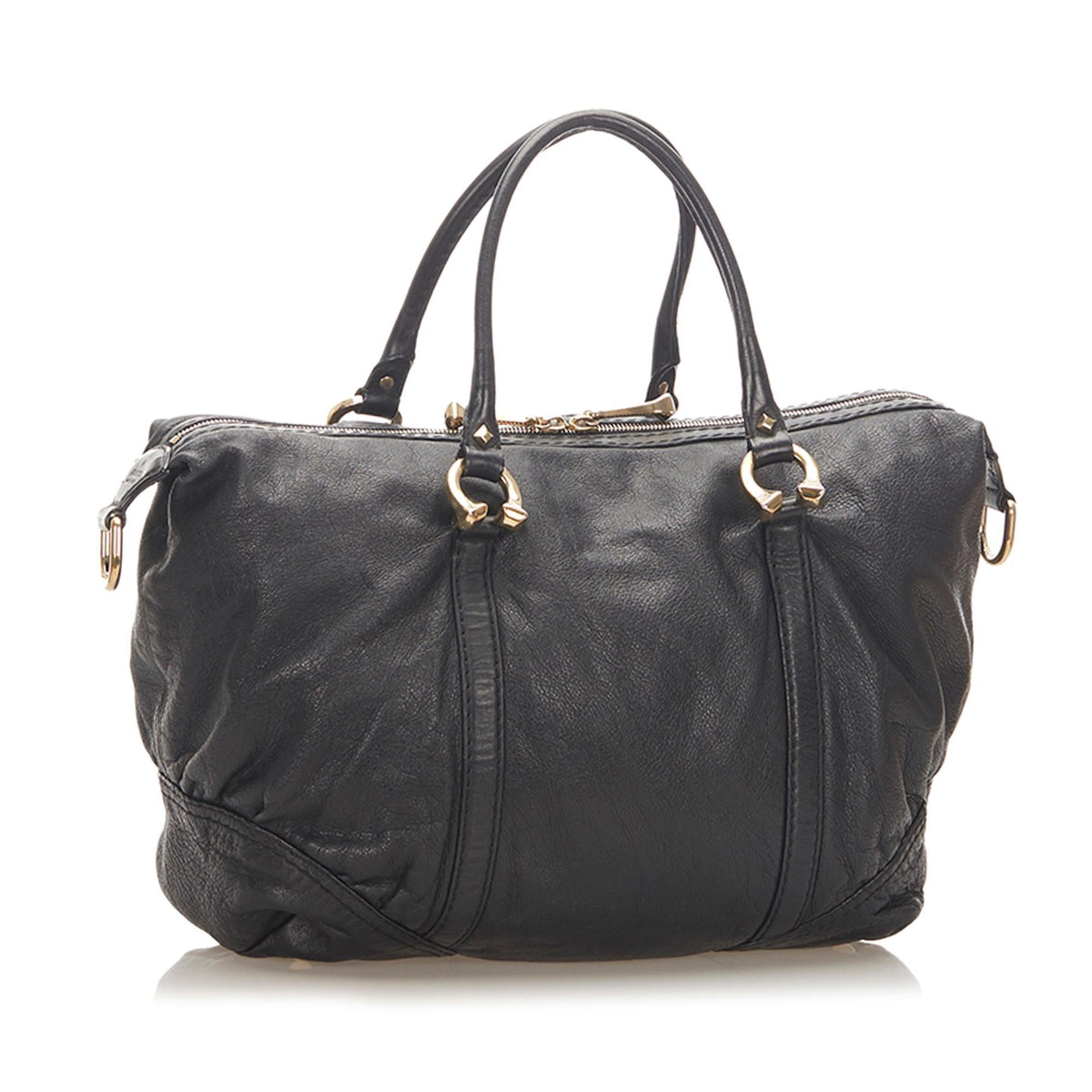 G*G Horsebit Nail Leather Boston Bag (SHG-19059)