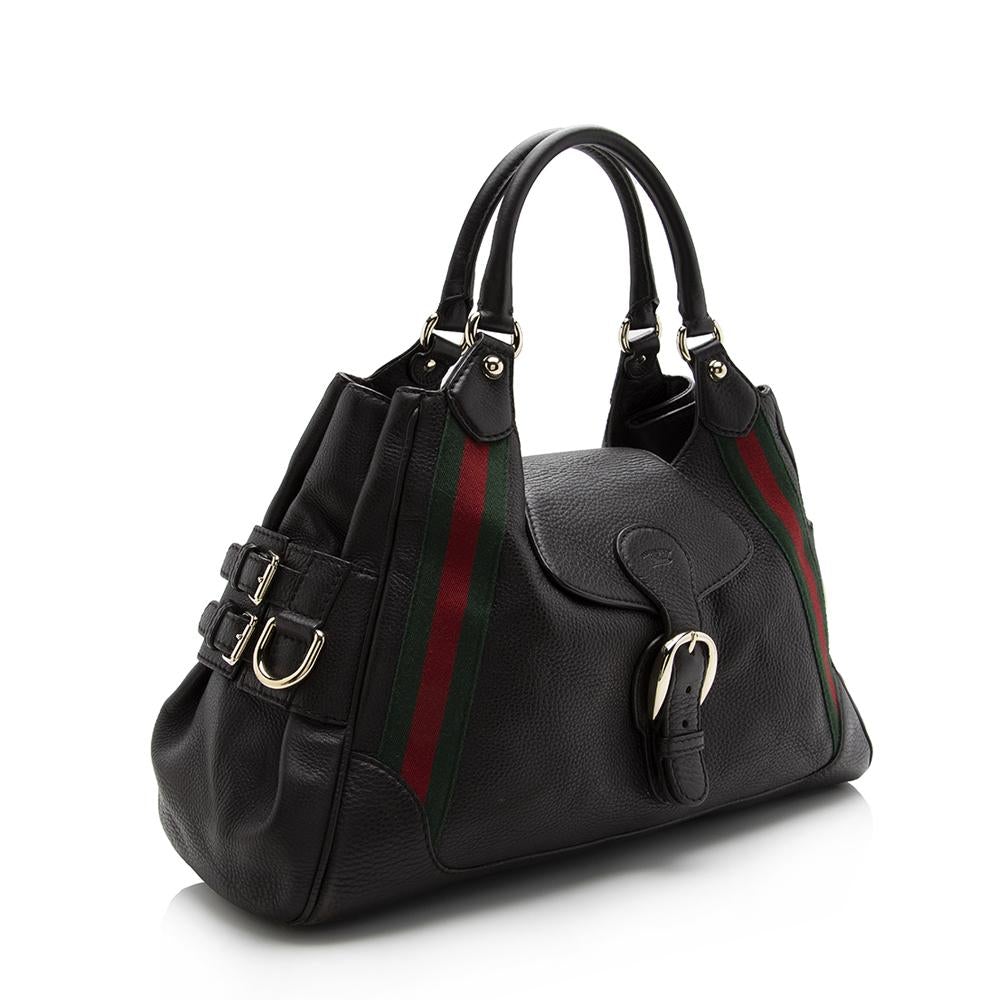 G*G Leather Heritage Web Buckle Medium Satchel (SHF-14586)